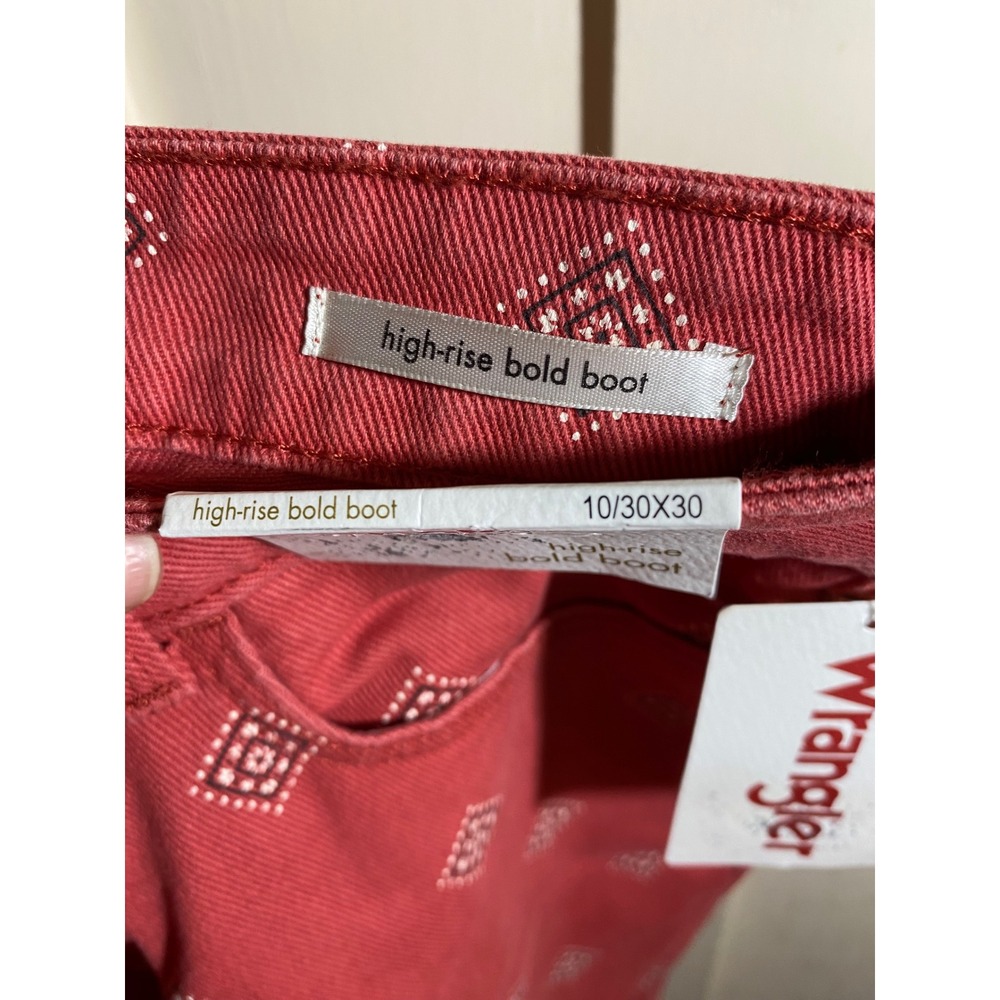 Wrangler High Rise Bold Boot Jeans Red Diamond Pattern 10/30x30 NWT - Picture 6 of 6